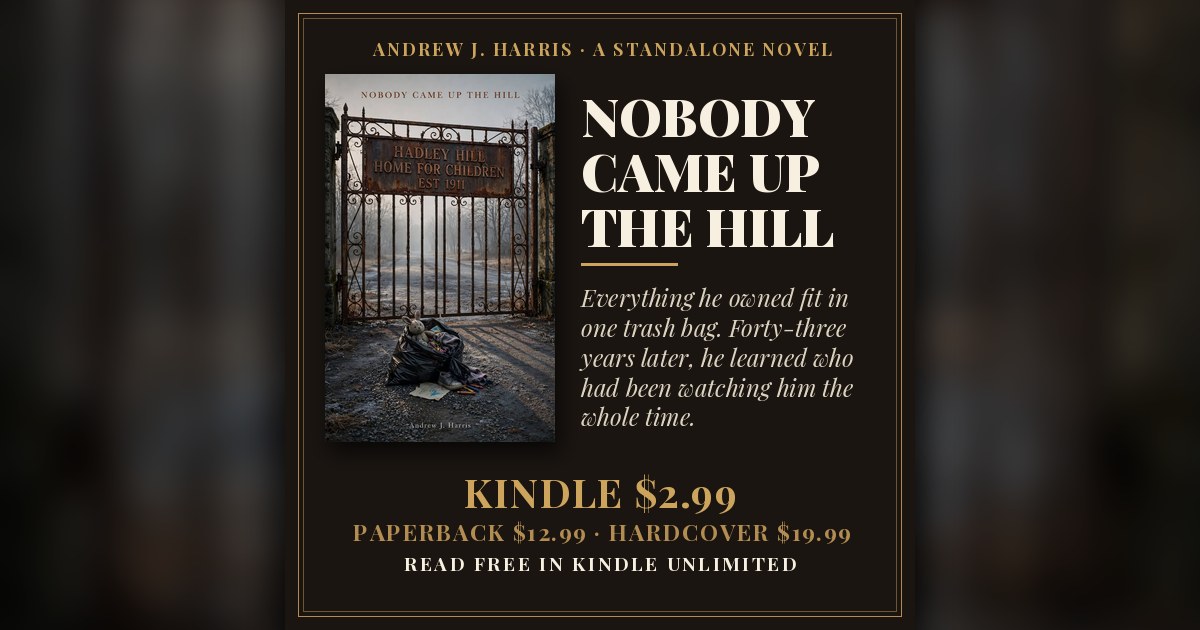 NOBODY CAME UP THE HILL by Andrew J. Harris — book cover and prices