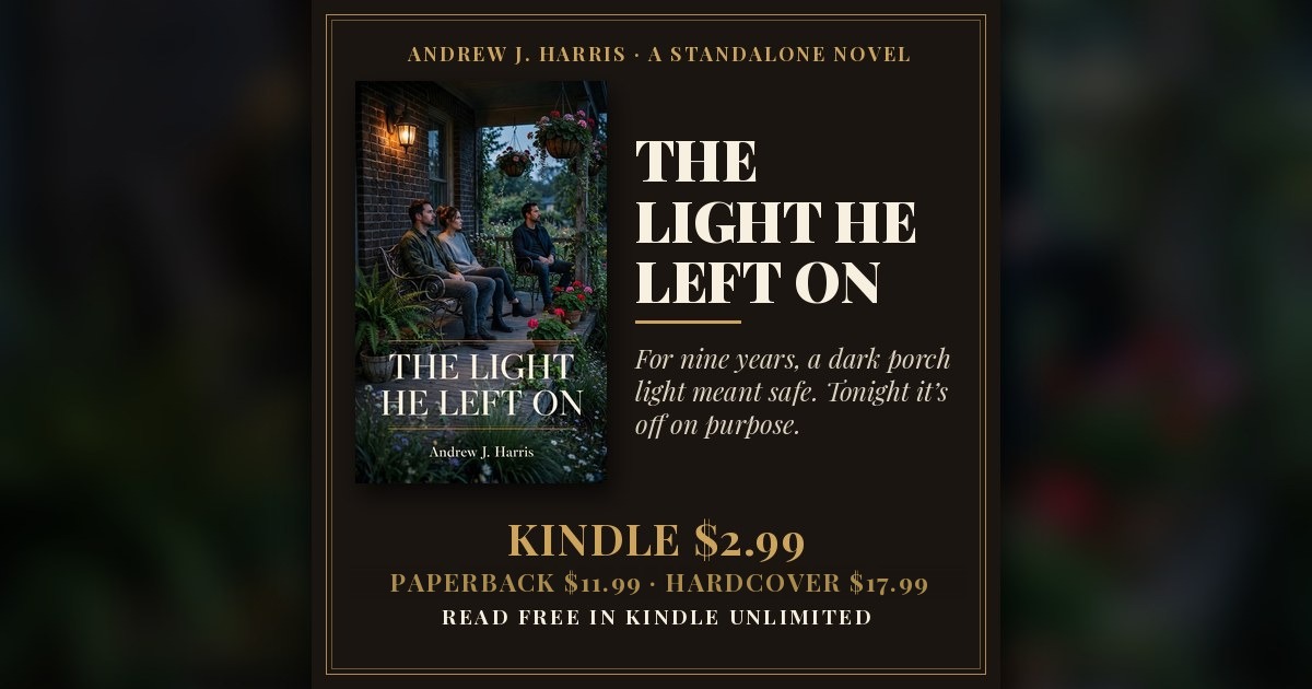 THE LIGHT HE LEFT ON by Andrew J. Harris — book cover and prices